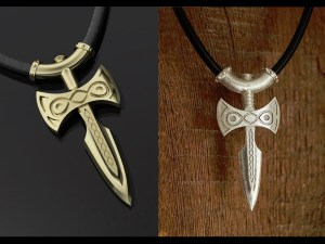 Miekka, koru, hopea.